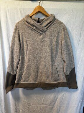 Women's Taupe Quilted Cowl Neck Sweater